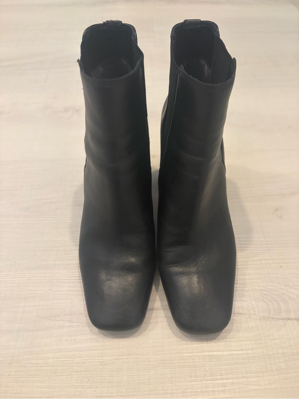 Sam Edelman Black Leather Square-Toe Ankle Boots